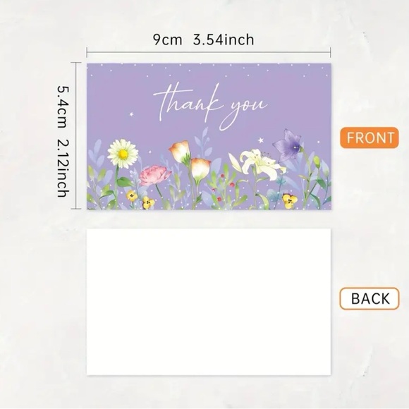 Elegant Floral Thank You Cards - Lavender, NEW, 50 pcs. - Picture 2 of 6